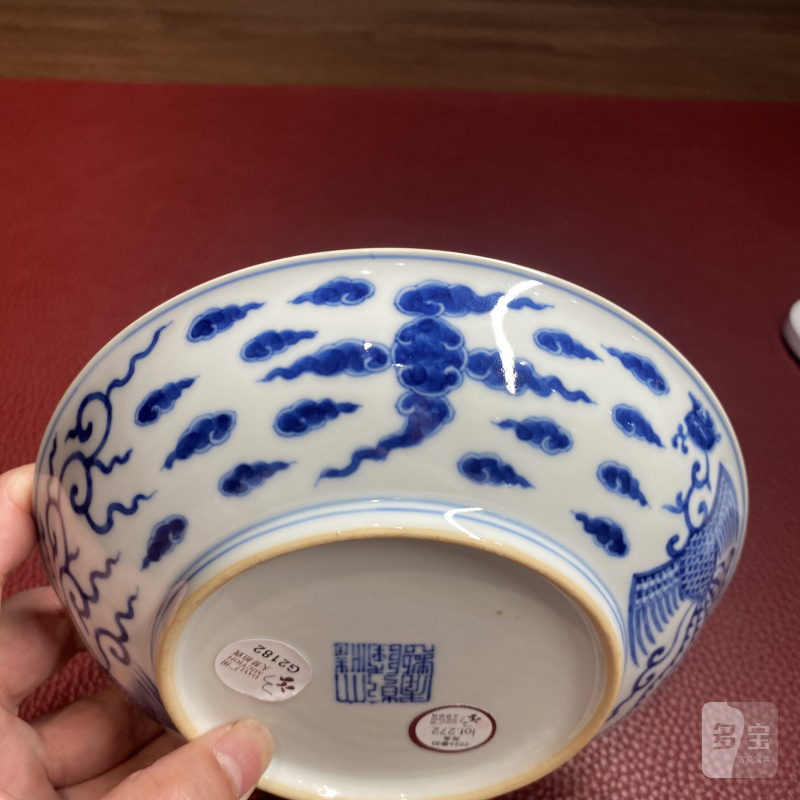 清乾隆 青花对头凤纹盘 - 图9